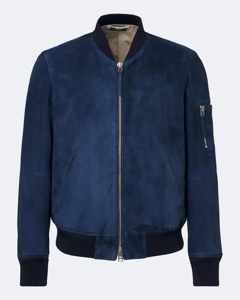 Tom Ford Bomber in suede Blu