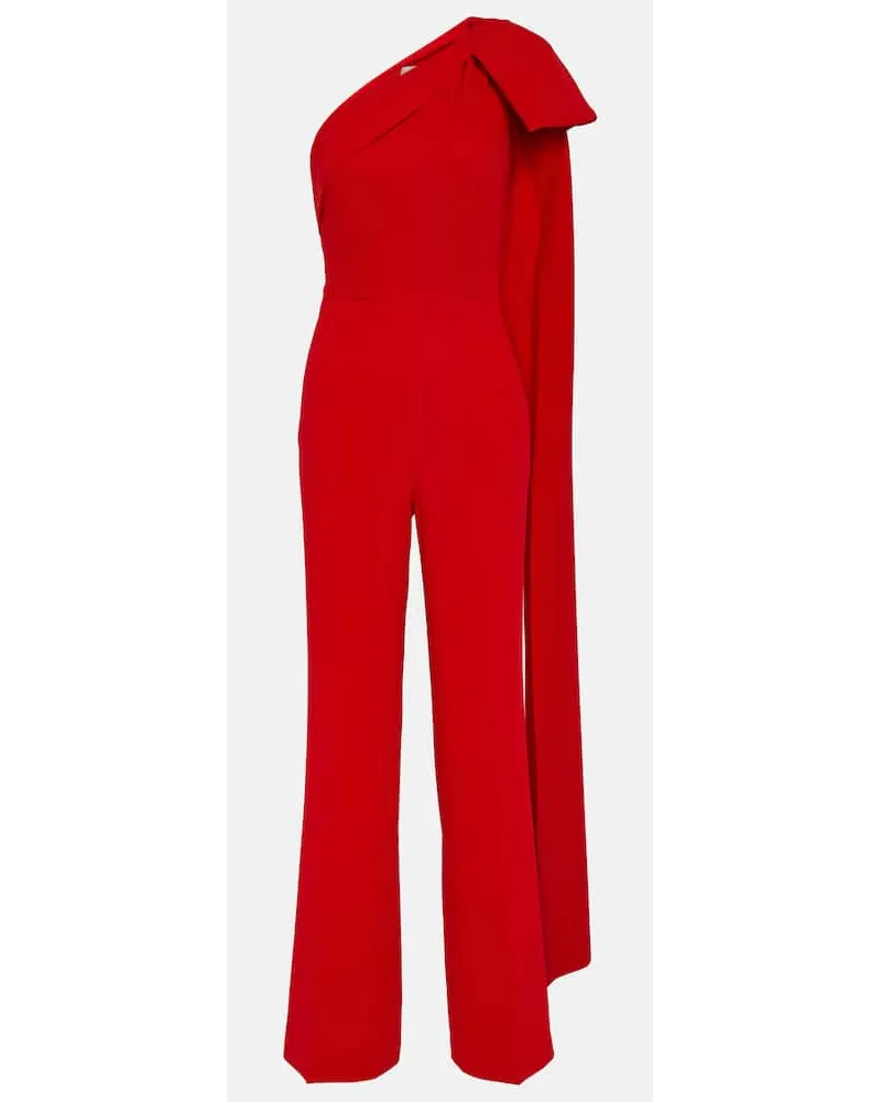 Roland Mouret Jumpsuit asimmetrica in cady con fiocco Rosso