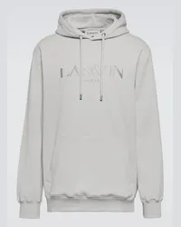 Lanvin Felpa in cotone con logo e cappuccio Bianco