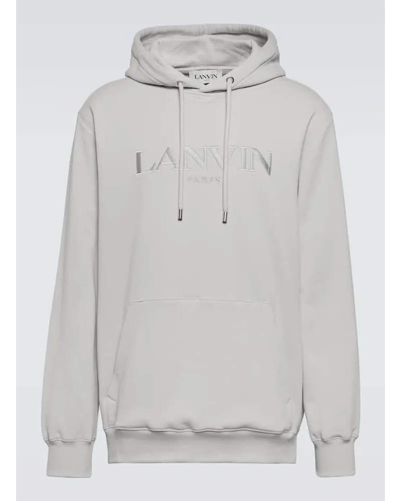 Lanvin Felpa in cotone con logo e cappuccio Bianco