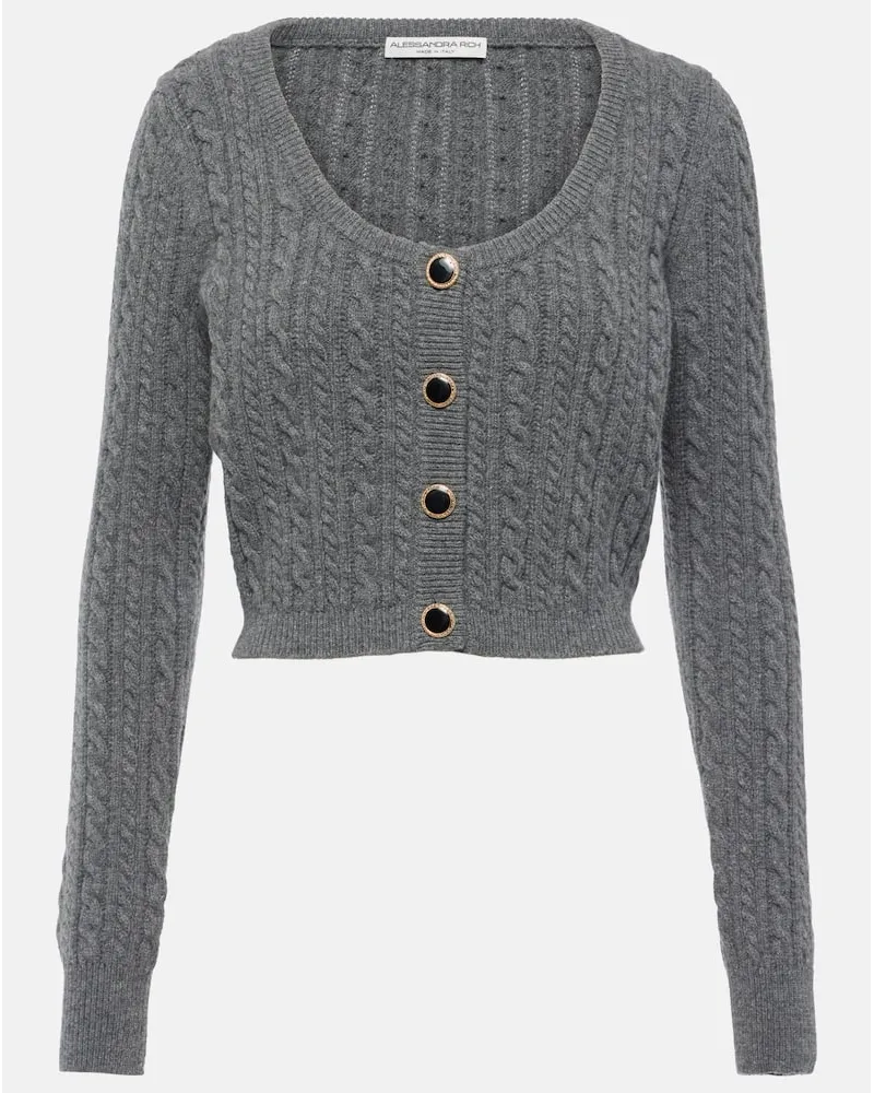 Alessandra Rich Cardigan in lana a trecce Grigio