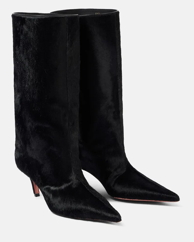 Amina Muaddi Stivali Fiona 60 in cavallino Nero