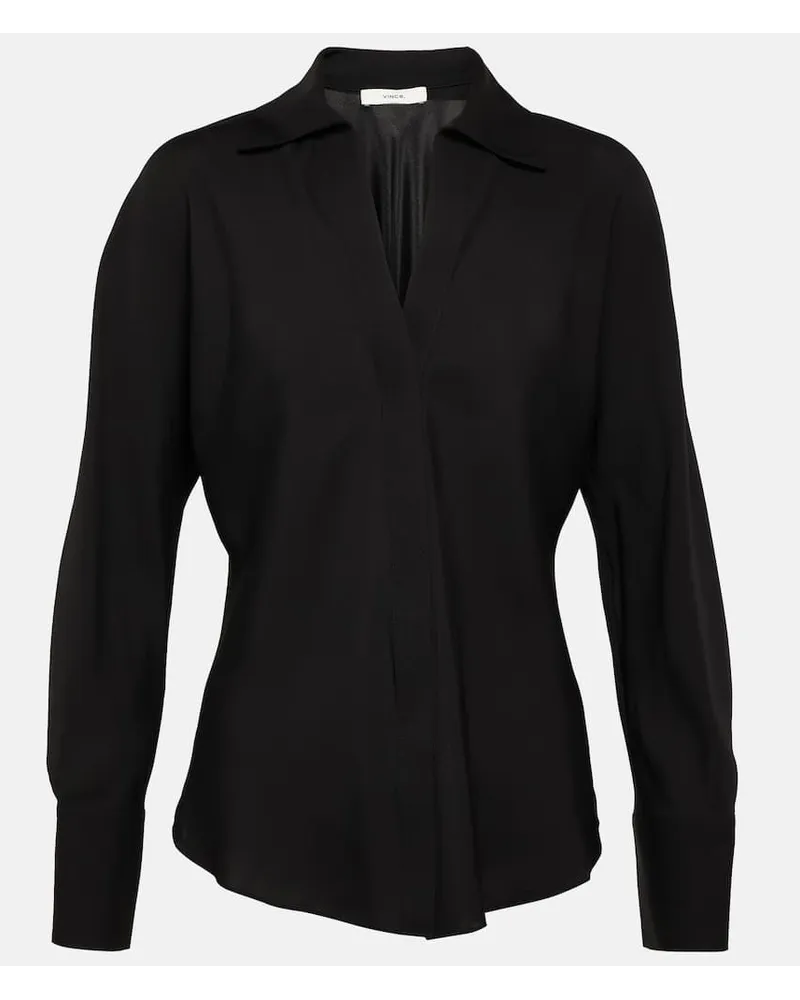 Vince Blusa in georgette di seta Nero