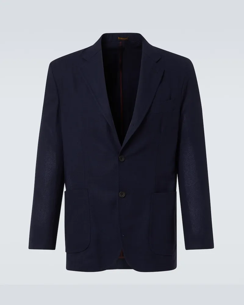 Rubinacci Blazer in grisaille di lana Blu