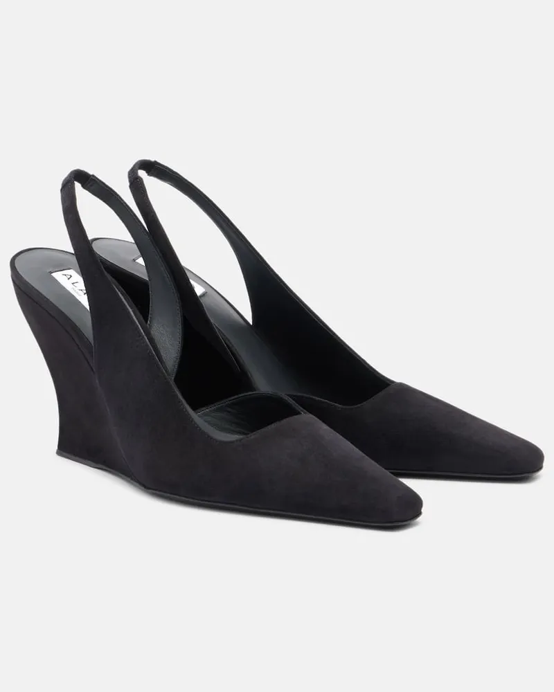 Alaïa AlaÃ¯a Pumps slingback in suede con zeppa Nero