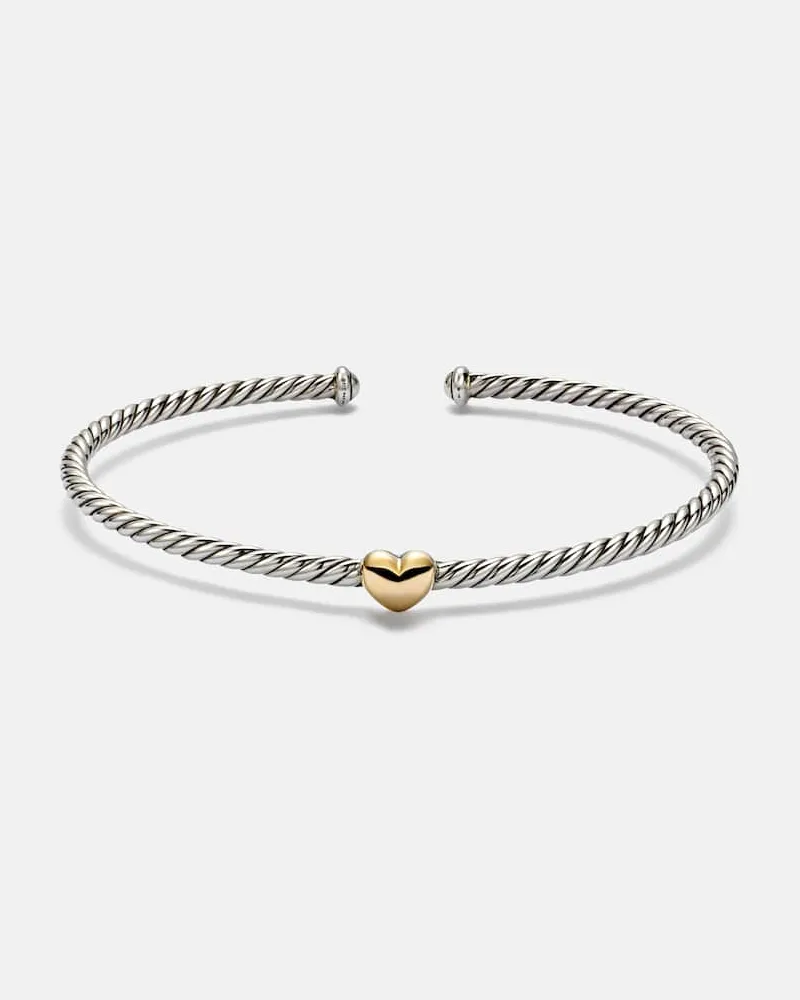 David Yurman Bracciale Micro Cable FlexÂ® Heart Station in oro 14kt (585/1000) e argento sterling (925 Argento