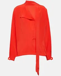 Victoria Beckham Blusa in chiffon di seta con fiocco Rosso