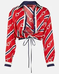 Gucci Camicia cropped Gucci Horsebit in raso Multicolore