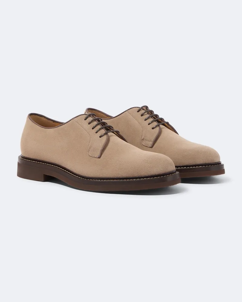 Brunello Cucinelli Scarpe Derby in suede Beige