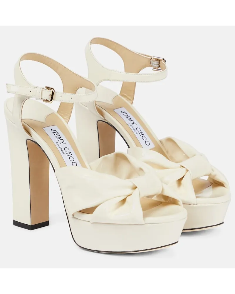Jimmy Choo Sandali Heloise 120 in vernice con plateau Bianco
