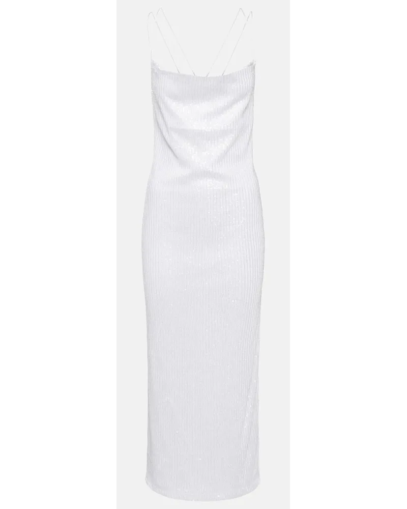 ROTATE Birger Christensen Abito sottoveste lungo con paillettes Bianco