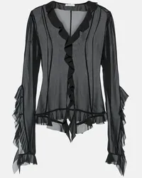 Acne Studios Blusa Toulise in chiffon con volant Nero