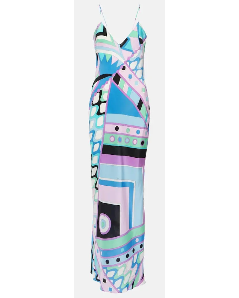 Emilio Pucci Abito lungo Vivara in seta Multicolore
