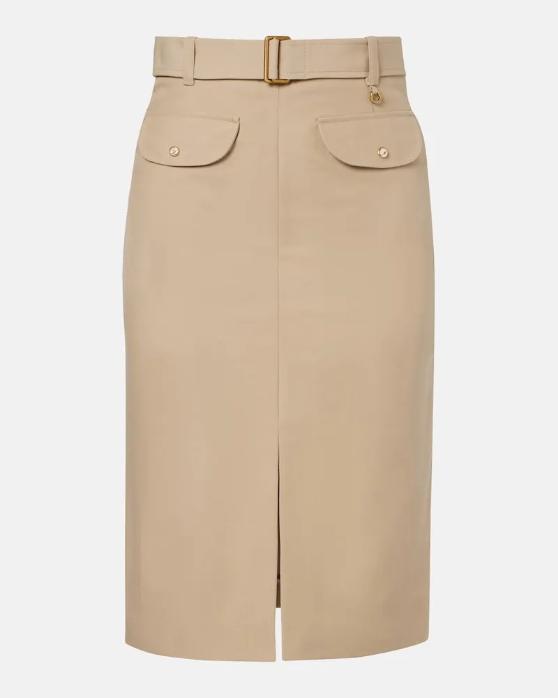 Moncler Gonna a tubino in cotone con cintura Beige