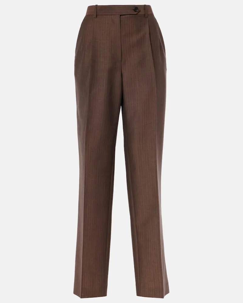 The Row Pantaloni Norbert in mohair e lana Marrone