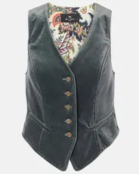 Etro Gilet in velluto Blu