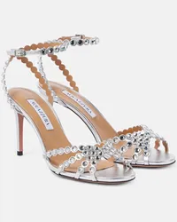 Aquazzura Sandali Tequila 85 in pelle con cristalli Argento