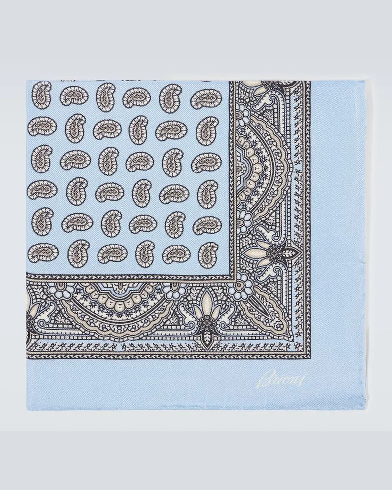 Brioni Fazzoletto da taschino in seta Blu