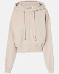 Acne Studios Felpa in cotone con zip e cappuccio Beige