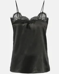 Co Camisole in raso di seta con pizzo Nero