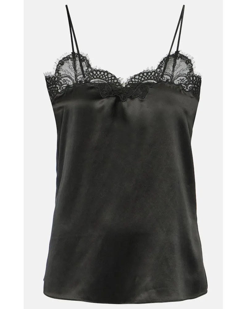 Co Camisole in raso di seta con pizzo Nero