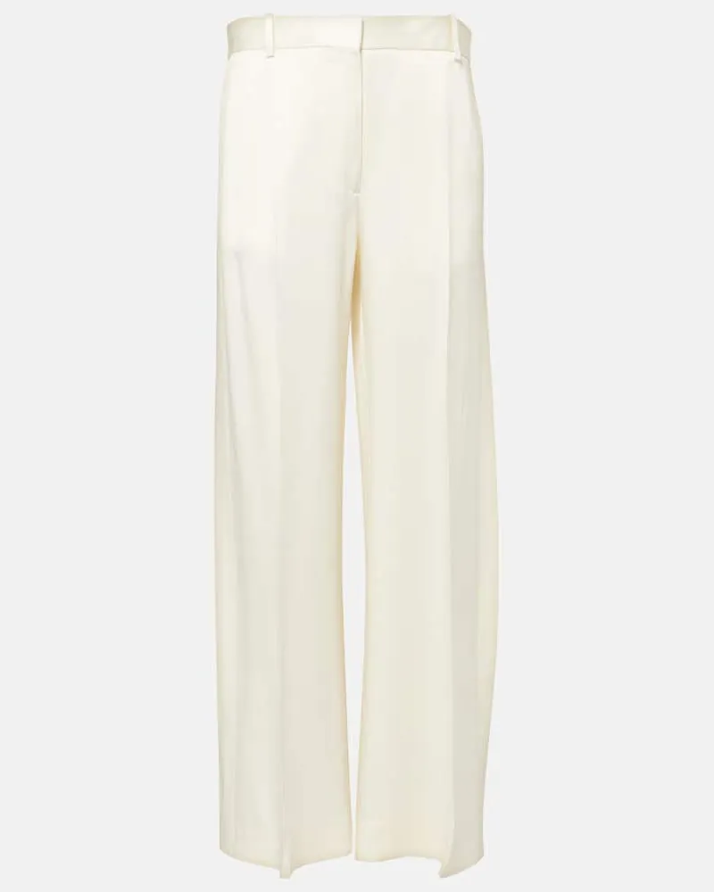 Totême Pantaloni a gamba larga e vita alta Bianco