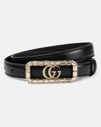 Gucci Cintura in pelle con cristalli Double G Nero