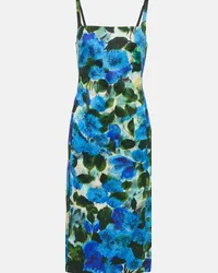 Dries van Noten Abito midi in popeline di cotone Blu