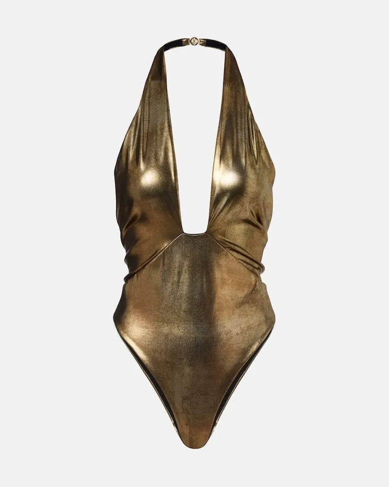 Roberto Cavalli Body con scollo all'americana Oro
