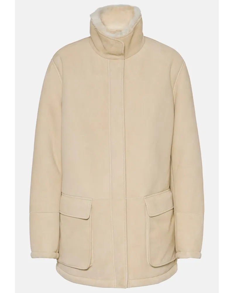 Loro Piana Giacca Voyageur in suede e shearling Bianco