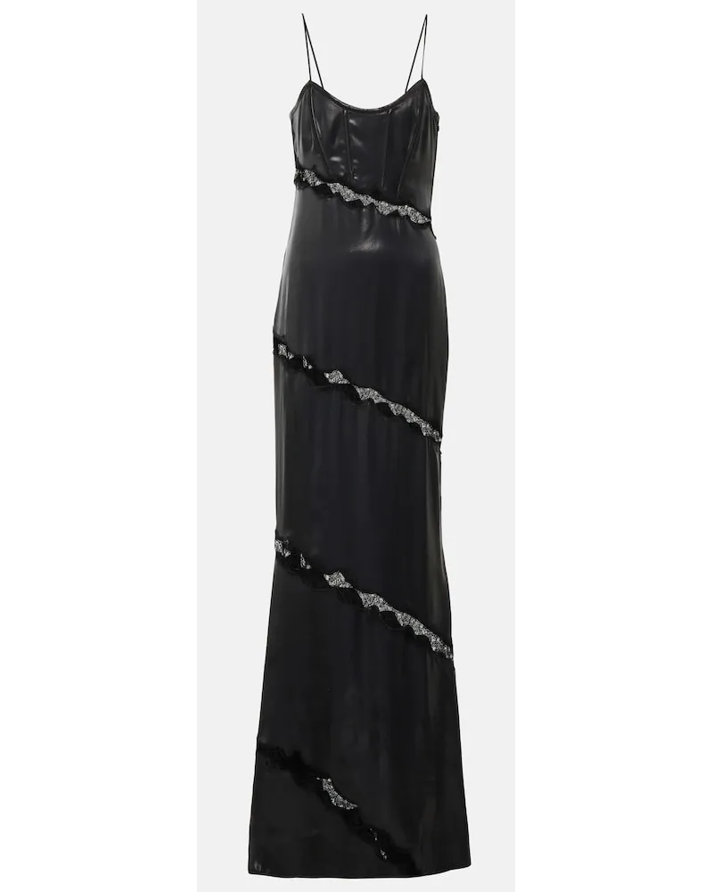 Alessandra Rich Abito in similpelle e pizzo Nero