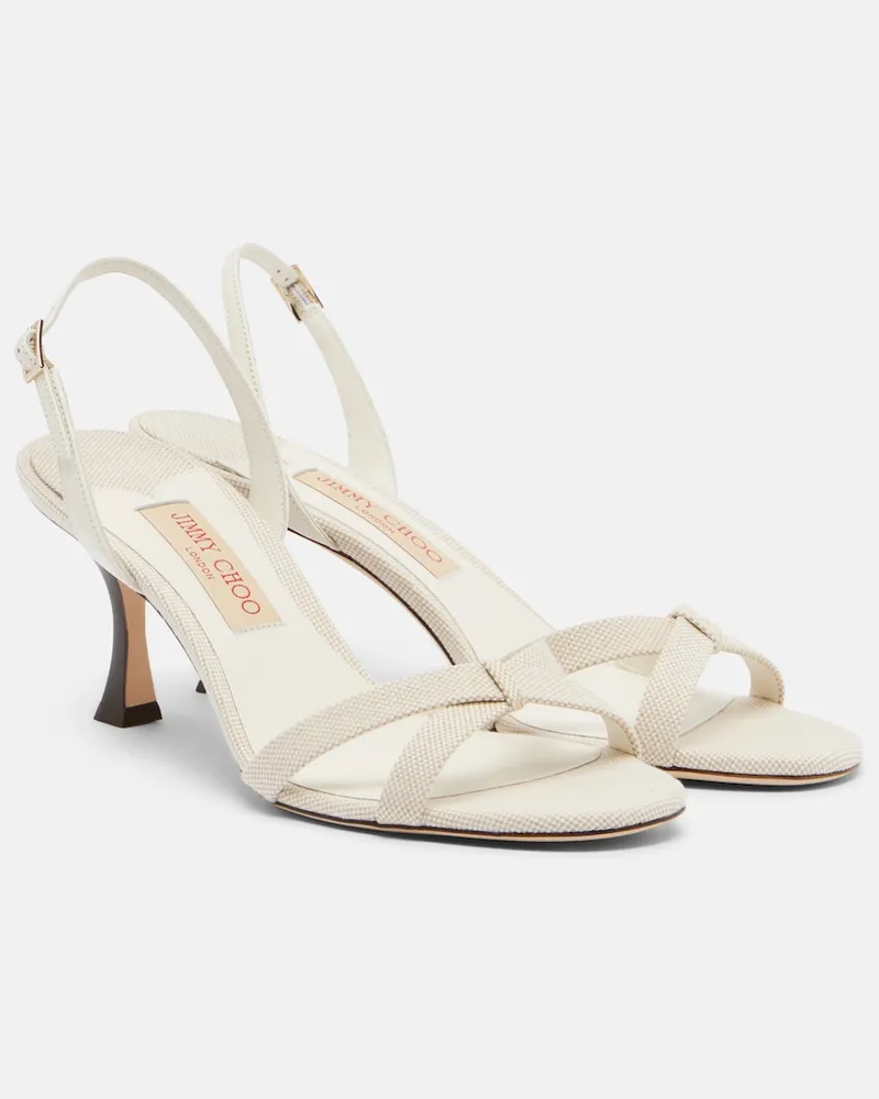 Jimmy Choo Sandali slingback Elsy in canvas Bianco