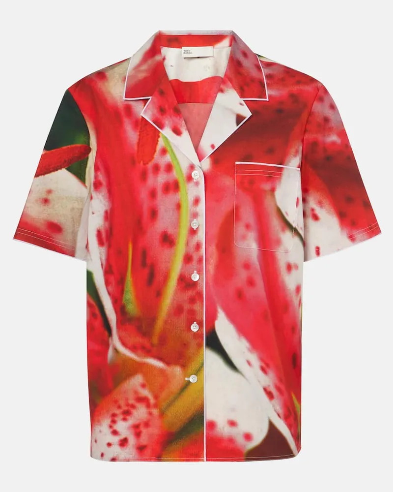Tory Burch Camicia in twill di misto cotone con stampa Multicolore