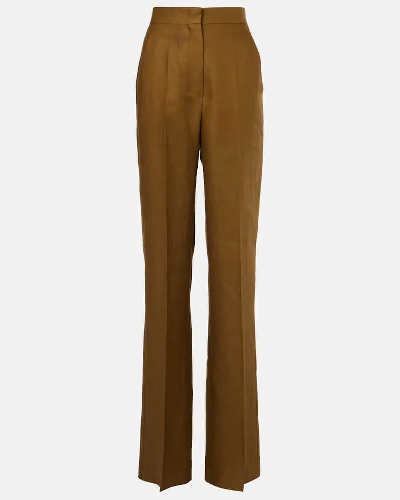 Max Mara Pantaloni a gamba larga Aversa con logo Marrone