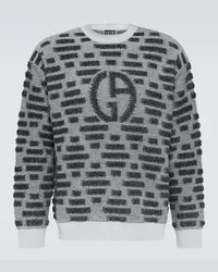 Giorgio Armani Pullover in lana vergine con intarsi Nero