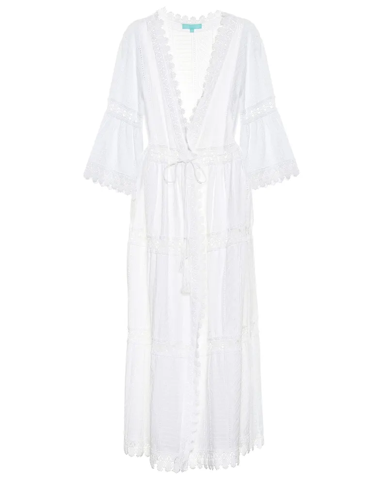 Melissa Odabash Caftano Robbi in pizzo di cotone san gallo Bianco