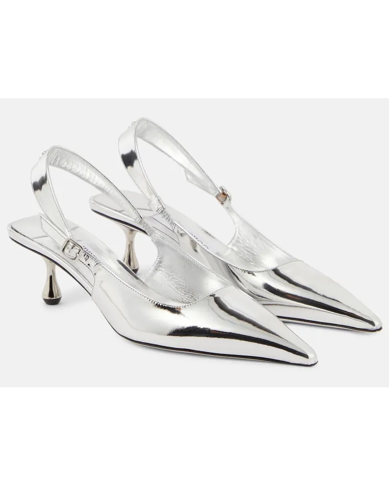 Jimmy Choo Pumps slingback Amel in pelle metallizzata Argento