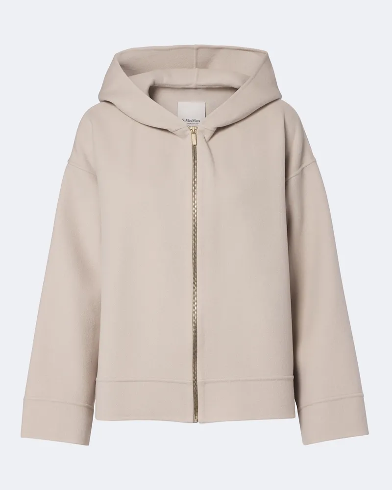 Max Mara Giacca in lana vergine con cappuccio Beige