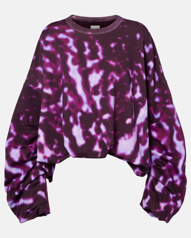 Dries van Noten Felpa in cotone con stampa Rosa