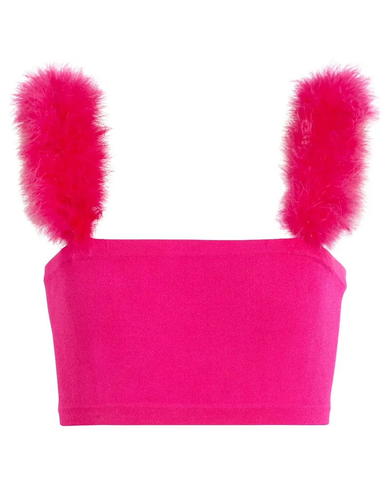 Magda Butrym Top cropped con piume Rosa