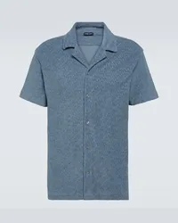 Frescobol Carioca Camicia Copacabana in jacquard di cotone Blu