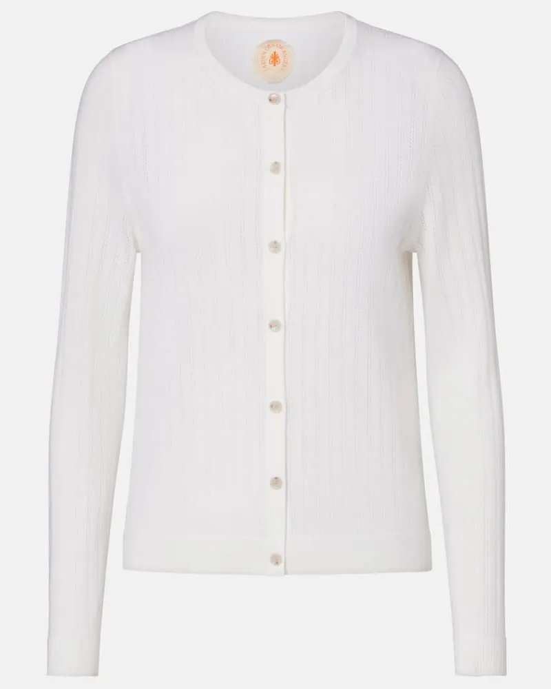 Jardin des Orangers Cardigan Pointelle in lana vergine Bianco