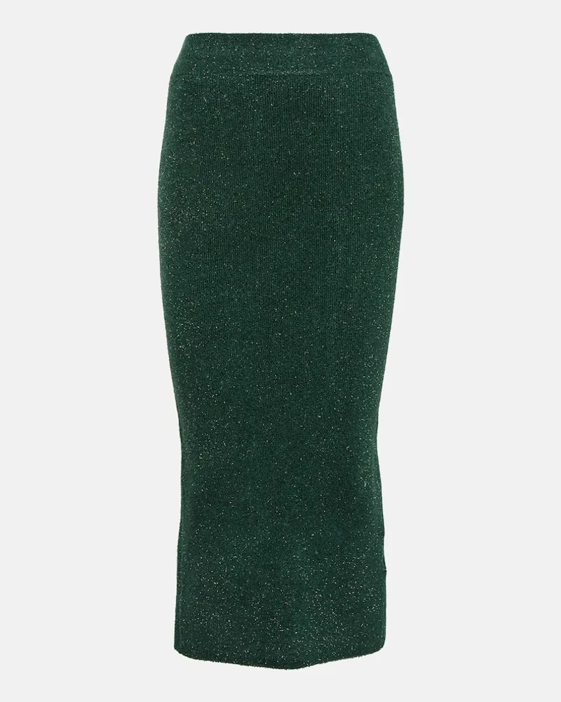 GALVAN Gonna midi Moonlight in maglia Verde