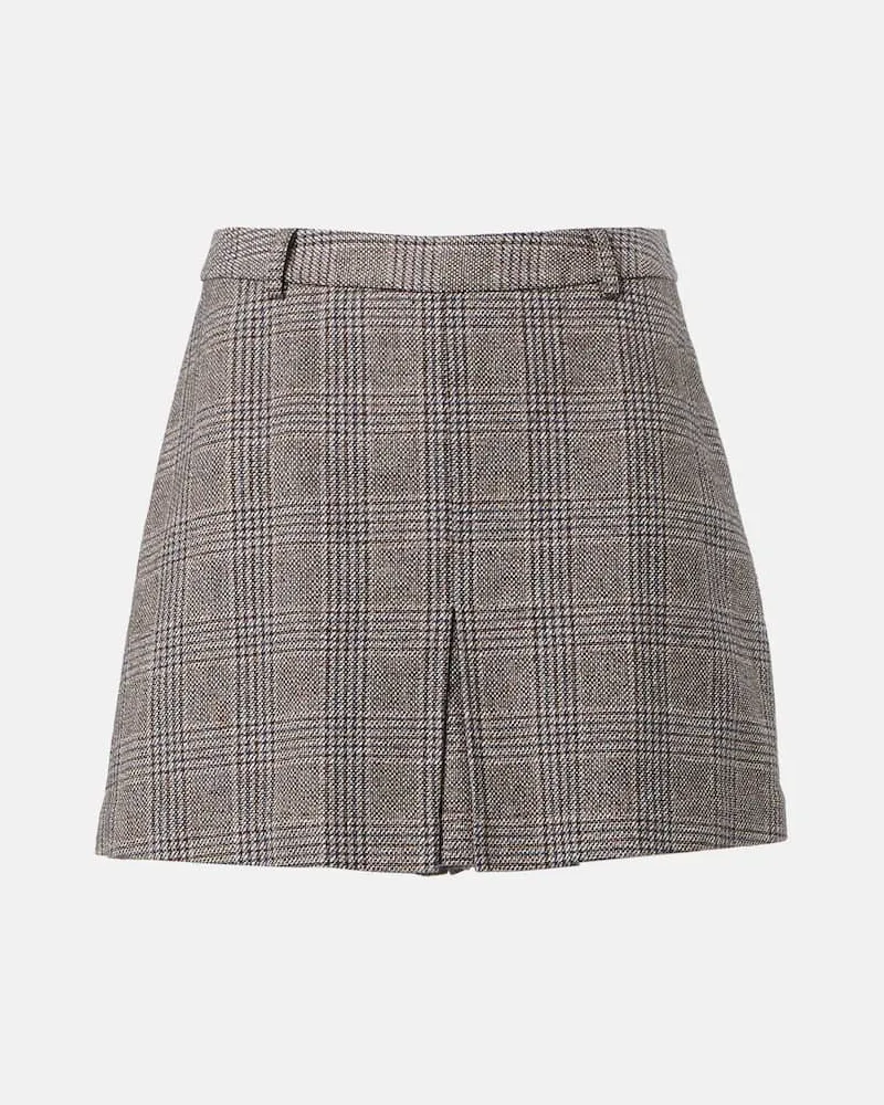 Self-Portrait Skort in cotone e lino a quadri Marrone