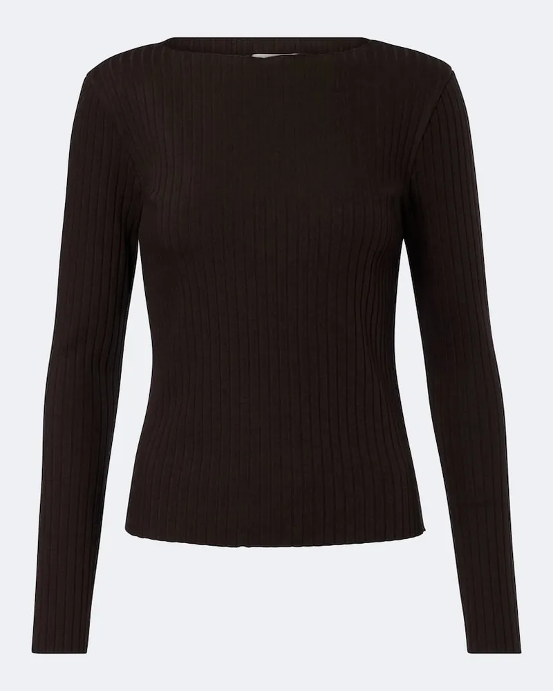 Vince Pullover a coste in misto cotone Marrone