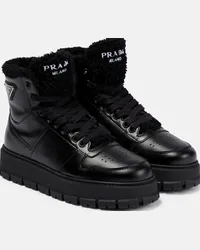 Prada Sneakers in pelle con shearling Nero