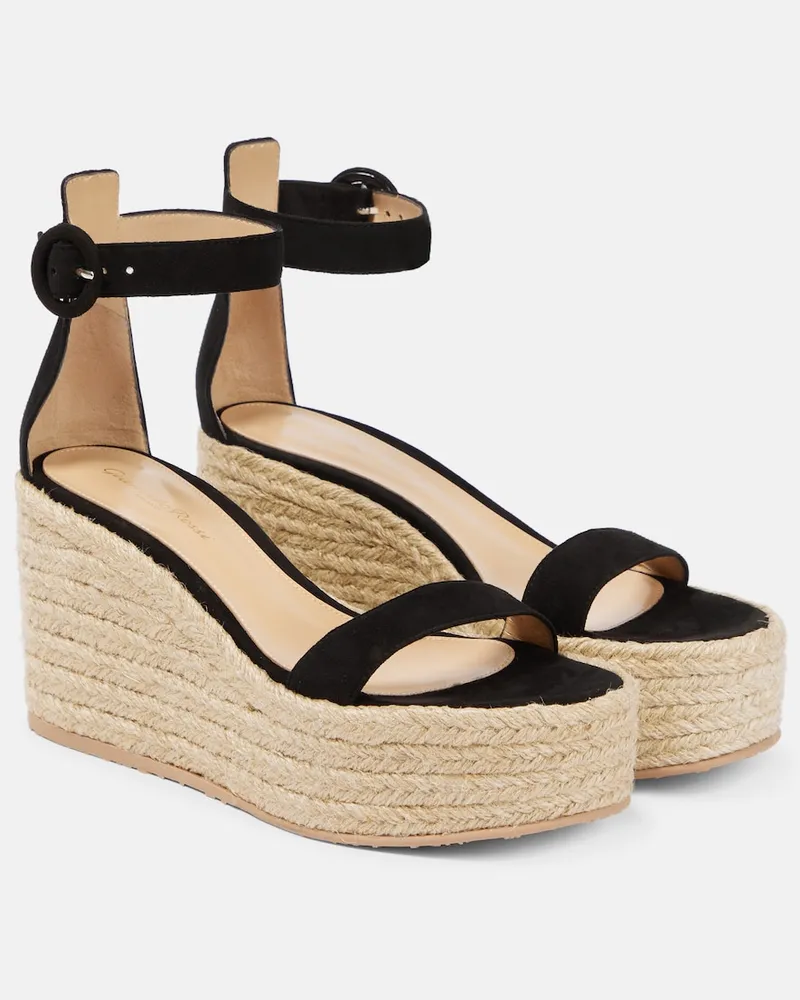 Gianvito Rossi Espadrillas Portofino in suede con zeppa Nero