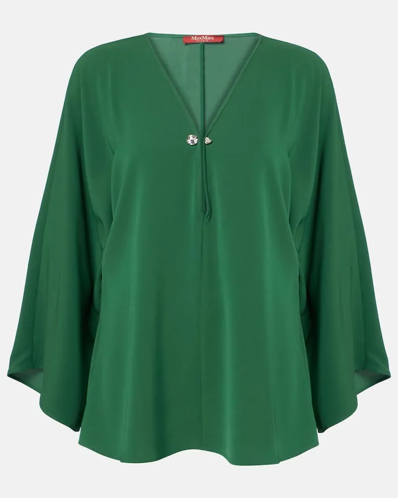 Max Mara Blusa Umile in cady con cristalli Verde
