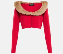 Cardigan in jersey con pelliccia sintetica