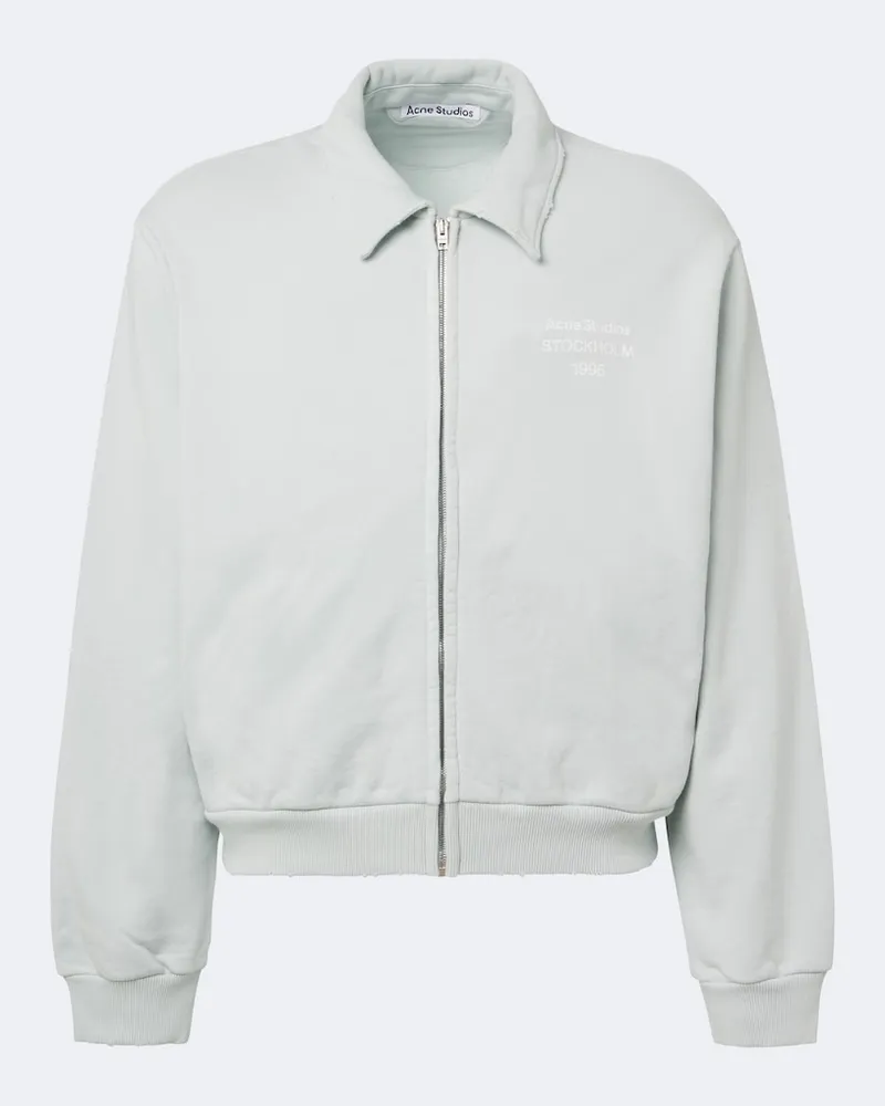 Acne Studios Felpa in misto cotone con zip e logo Verde